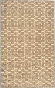5' X 7' Natural And Beige Geometric Indoor Outdoor Area Rug