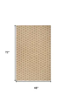 5' X 7' Natural And Beige Geometric Indoor Outdoor Area Rug