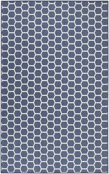 5' X 7' Navy Blue And Ivory Geometric Indoor Outdoor Area Rug