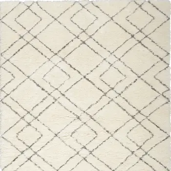 4' X 6' Ivory and Gray Geometric Shag Area Rug