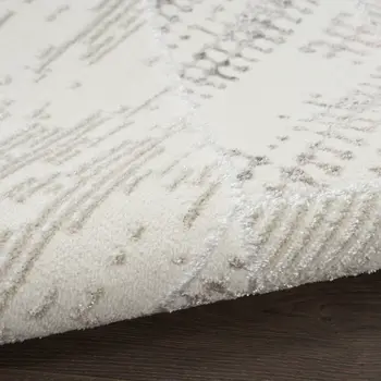 4' X 6' Beige Ivory and Gray Abstract Non Skid Area Rug