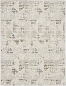 8' X 10' Beige Ivory and Gray Abstract Non Skid Area Rug