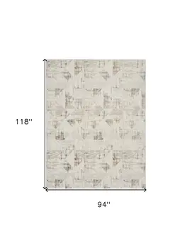 8' X 10' Beige Ivory and Gray Abstract Non Skid Area Rug