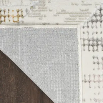 8' X 10' Beige Ivory and Gray Abstract Non Skid Area Rug