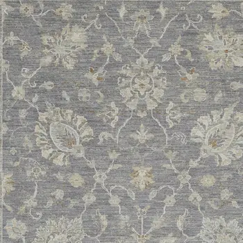 4' X 6' Gray And Charcoal Floral Area Rug