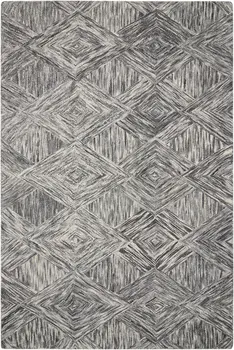 4' X 6' Charcoal and Ivory Wool Geometric Area Rug