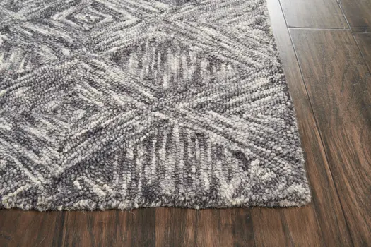 4' X 6' Charcoal and Ivory Wool Geometric Area Rug