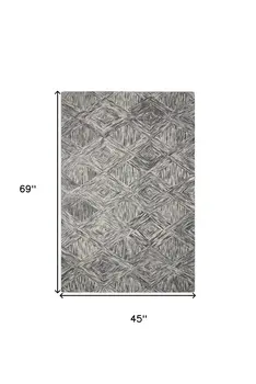 4' X 6' Charcoal and Ivory Wool Geometric Area Rug
