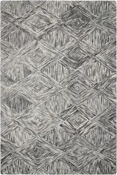 4' X 6' Charcoal and Ivory Wool Geometric Area Rug