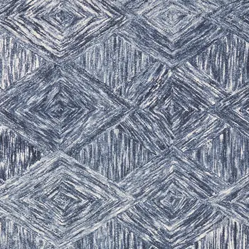 4' X 6' Denim Blue and Ivory Wool Geometric Area Rug