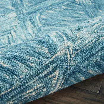 4' X 6' Blue and Ivory Wool Geometric Area Rug
