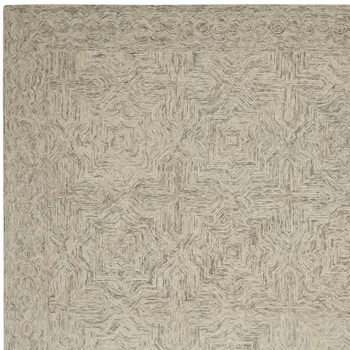 8' X 11' Blue and Ivory Wool Geometric Area Rug