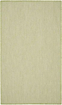 3' X 5' Ivory And Green Geometric Indoor Outdoor Area Rug