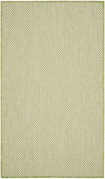 3' X 5' Ivory And Green Geometric Indoor Outdoor Area Rug