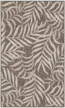3' X 5' Brown And Ivory Palm Leaf Indoor Outdoor Area Rug
