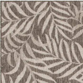 3' X 5' Brown And Ivory Palm Leaf Indoor Outdoor Area Rug