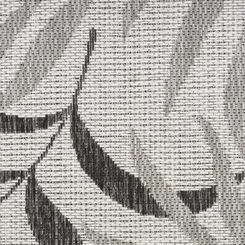 3' X 5' Gray Black And Ivory Palm Leaf Indoor Outdoor Area Rug