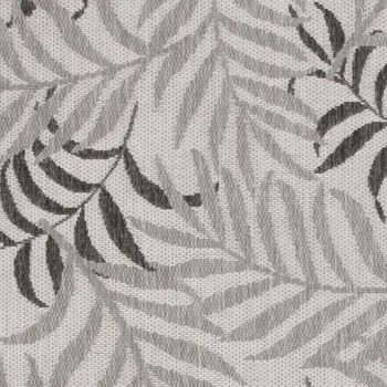 3' X 5' Gray Black And Ivory Palm Leaf Indoor Outdoor Area Rug