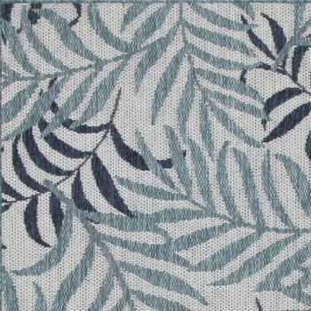 3' X 5' Blue Ivory And Navy Blue Palm Leaf Indoor Outdoor Area Rug
