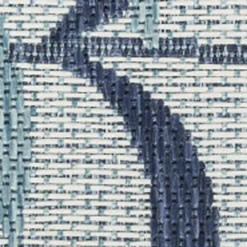 3' X 5' Blue Ivory And Navy Blue Palm Leaf Indoor Outdoor Area Rug