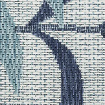 3' X 5' Blue Ivory And Navy Blue Palm Leaf Indoor Outdoor Area Rug
