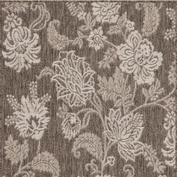 3' X 5' Brown And Ivory Floral Indoor Outdoor Area Rug