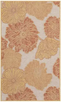 3' X 5' Coral And Beige Floral Indoor Outdoor Area Rug