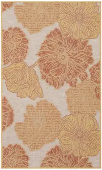 3' X 5' Coral And Beige Floral Indoor Outdoor Area Rug