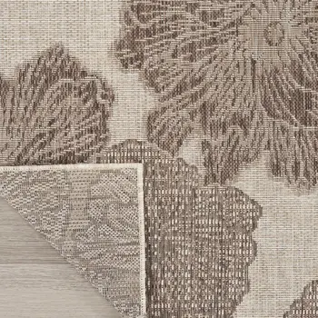 3' X 5' Natural And Ivory Floral Indoor Outdoor Area Rug
