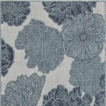 3' X 5' Navy Blue Ivory And Blue Floral Indoor Outdoor Area Rug