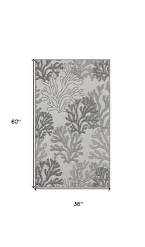 3' X 5' Gray Black And Ivory Nautical Indoor Outdoor Area Rug