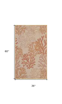 3' X 5' Coral And Beige Nautical Indoor Outdoor Area Rug
