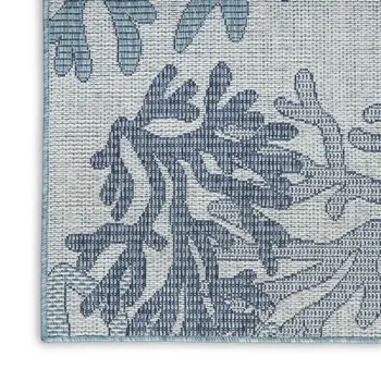 3' X 5' Navy Blue Ivory And Blue Nautical Indoor Outdoor Area Rug