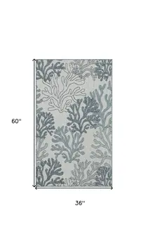 3' X 5' Navy Blue Ivory And Blue Nautical Indoor Outdoor Area Rug