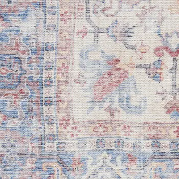 3' X 5' Blue Floral Power Loom Distressed Area Rug