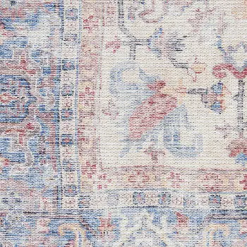 3' X 5' Blue Floral Power Loom Distressed Area Rug