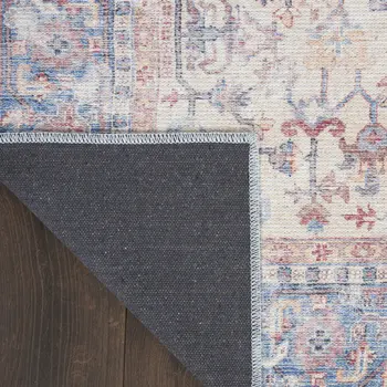 3' X 5' Blue Floral Power Loom Distressed Area Rug