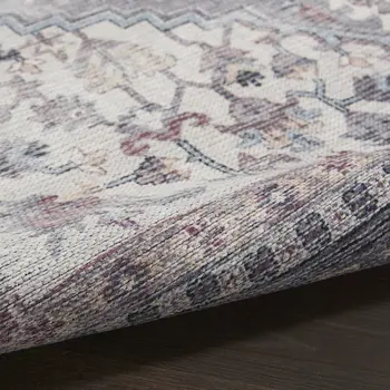 3' X 5' Blue and Beige Floral Power Loom Distressed Area Rug