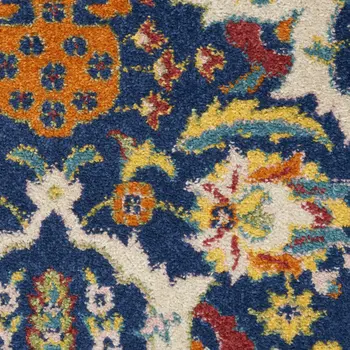 3' X 5' Blue and Beige Floral Power Loom Area Rug