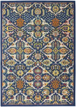 3' X 5' Blue and Beige Floral Power Loom Area Rug