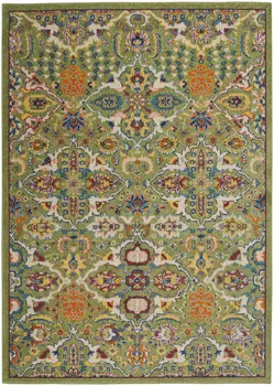 3' X 5' Green and Ivory Floral Power Loom Area Rug