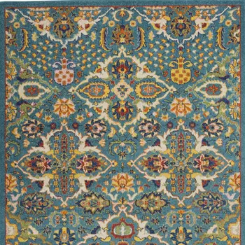 3' X 5' Blue and Ivory Floral Power Loom Area Rug