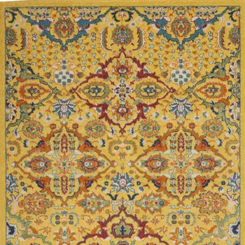 3' X 5' Yellow and Red Floral Power Loom Area Rug