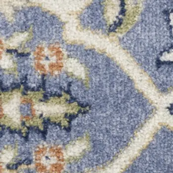 3' X 5' Blue and Ivory Floral Power Loom Area Rug