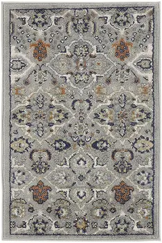 3' X 5' Gray and Ivory Floral Power Loom Area Rug