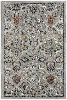 3' X 5' Gray and Ivory Floral Power Loom Area Rug