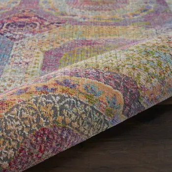 4' X 6' Blue Red and Orange Geometric Non Skid Area Rug