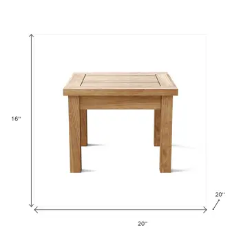 20" Natural Square Solid Wood Outdoor Side Table
