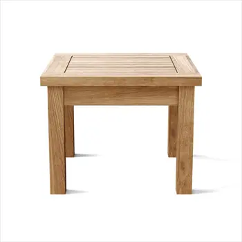 20" Natural Square Solid Wood Outdoor Side Table