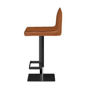 Orange and Black Faux Leather and Metal Low Back Adjustable Height Bar Chair